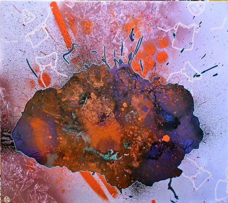 Plectors démembrés qui s'éparpillent autour d'une forme abstraite évoquant une explosion