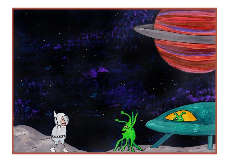 Plector dans l'espace qui accueille son ami à bras ouverts